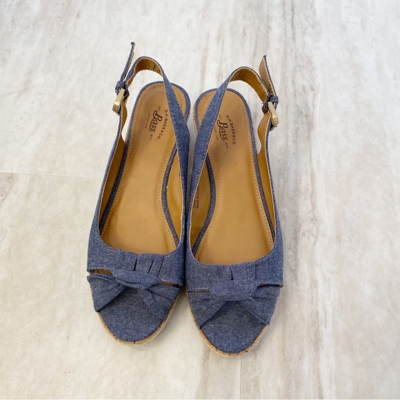 Bass Christy Denim Wedges Sandals Size 6.5 - Picture 5 of 13